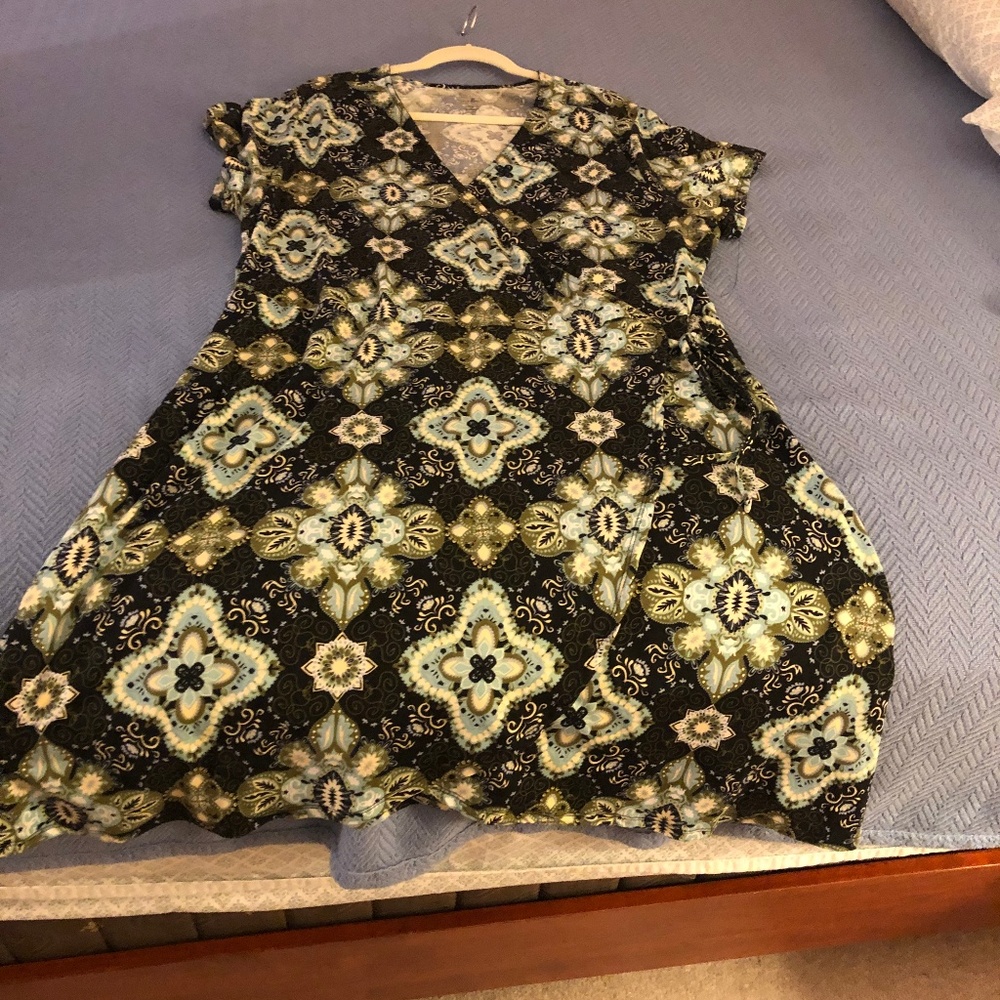 Short Faux Wrap Dress Soft Cotton